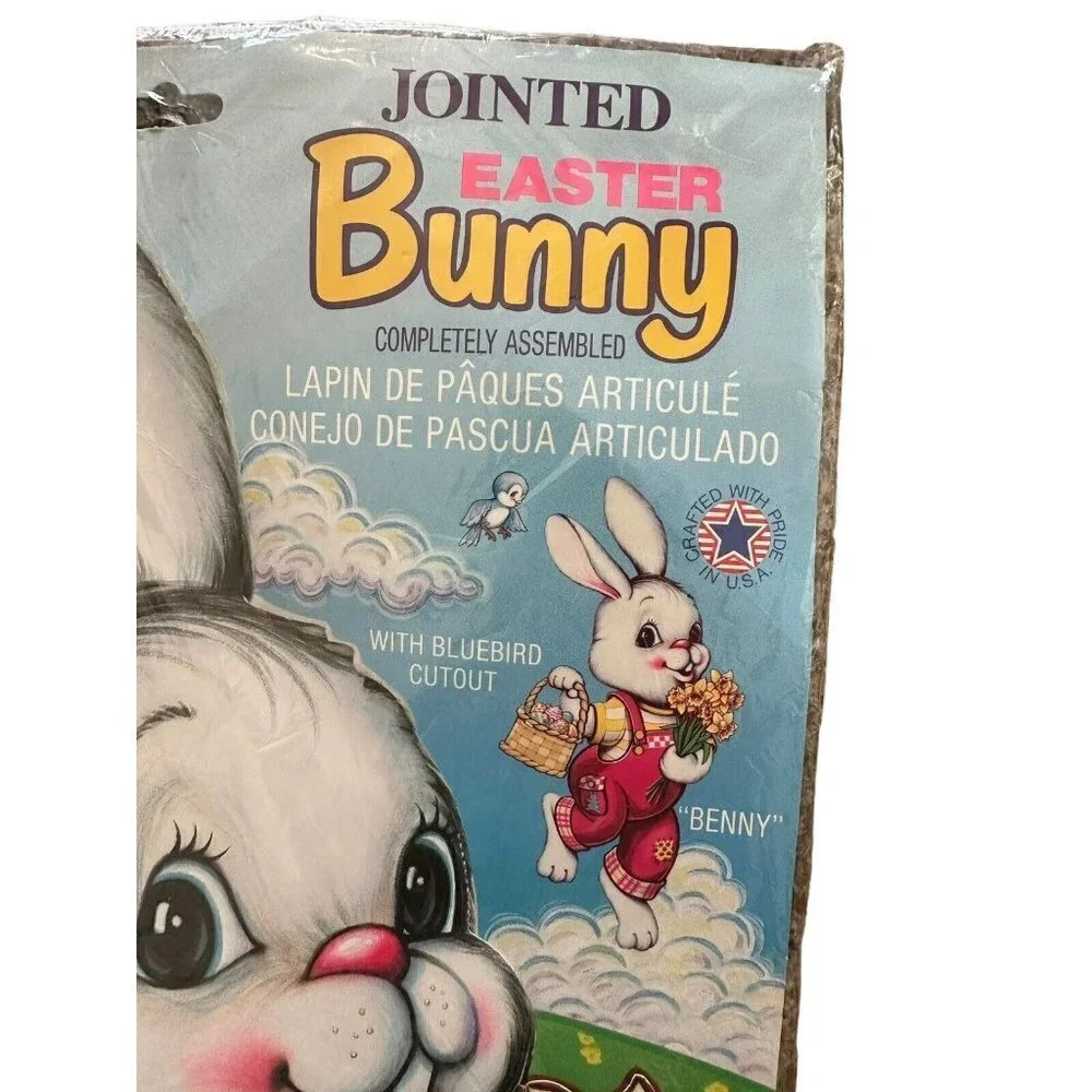Beistle VTG 25” Jointed Easter Bunny Rabbit Die Cut‎ Posable Decoration 1992 NOS